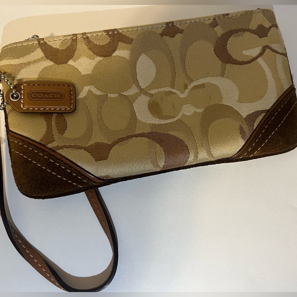 Coach Beige and Brown Wristlet